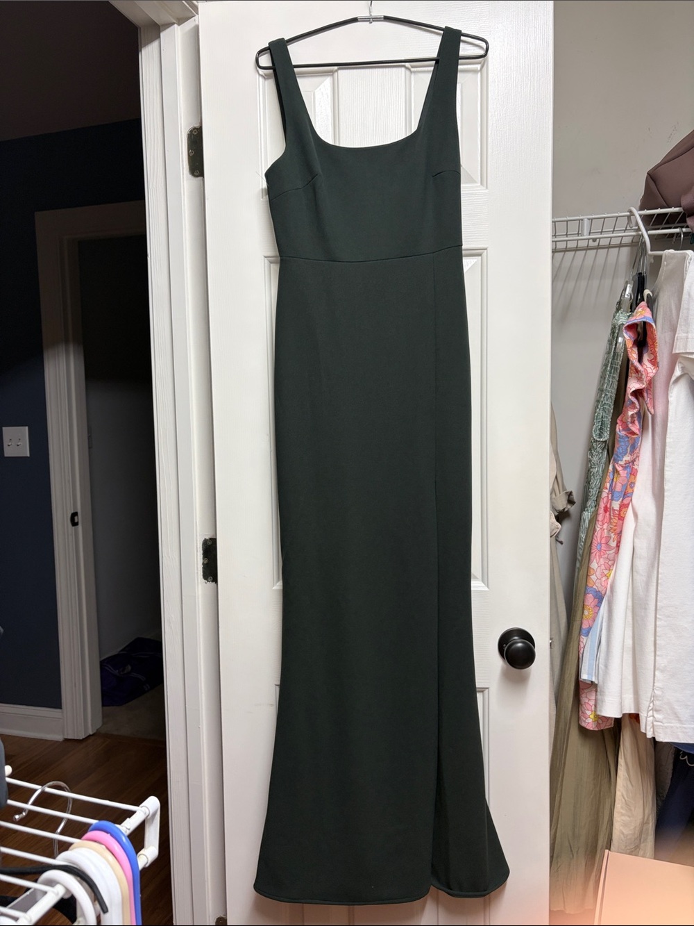 BHLDN Dark Green Square-Neck bridesmaid Dress